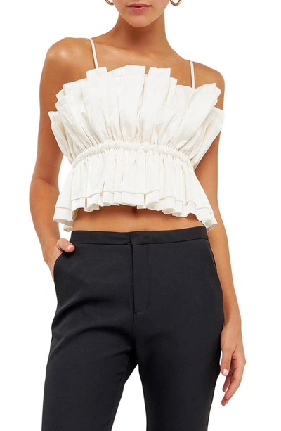 Endless Rose Sheen Ruffledcrop Camisole In White