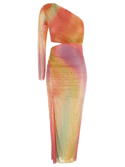 Self-portrait Rhinestone Midi Dress In Multicolor