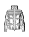 Moncler Metallic Puffer Jacket In Argento