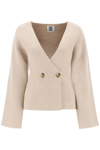 By Malene Birger Tinley Double-breasted Wool Cardigan In Twill Beige (beige)