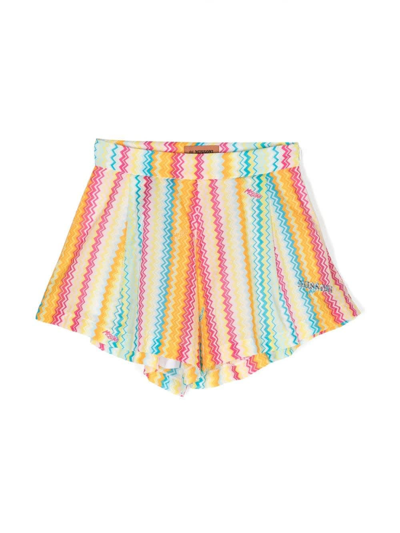 Missoni Kids' Chevron-print Cotton Shorts In Multicolore