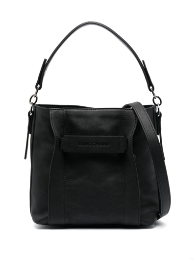 Longchamp Small 3d Leather Crossbody Bag In Black