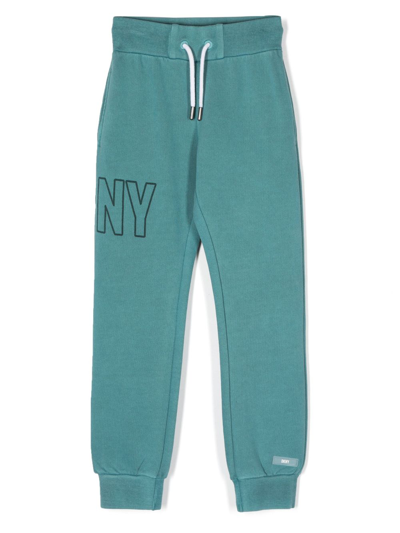 Dkny Kids' Logo-print Cotton Track Pants In Blue