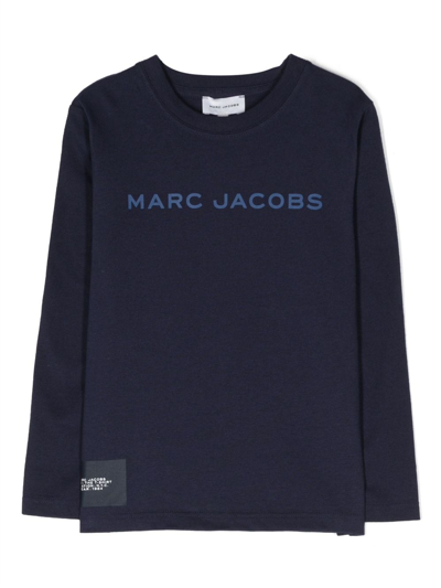 Marc Jacobs Kids' Logo-print Long-sleeve T-shirt In Blue