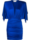 ALEXANDRE VAUTHIER BLUE V-NECK SHORT DRESS