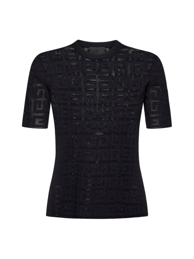 Givenchy 4g Jacquard Short-sleeved Sweater In Black