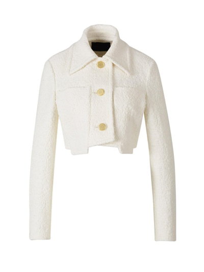 Proenza Schouler Tweed Cropped Buttoned Jacket In Ivory