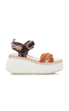 Chloé Nama Suede Platform Sandals In Brown