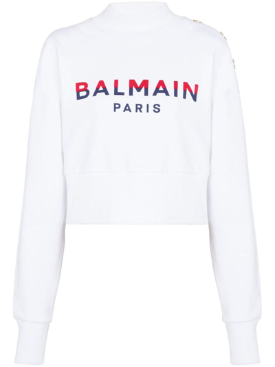 Balmain Sweatshirt Mit Logo-print In White