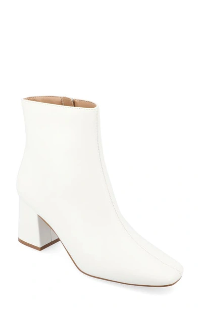 Journee Collection Haylinn Square Toe Bootie In Matte/ White