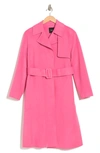 Theory Longline Wool & Cashmere Wrap Trench Coat In Pink Orchid