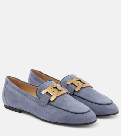 Tod's Kate Suede Loafers In Grey