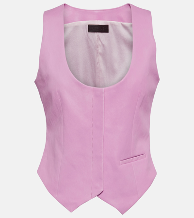 Stouls Adrian Leather Waistcoat In Pink