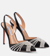 Aquazzura Gatsby 105 Crystal-embellished Satin Slingback Pumps In Black