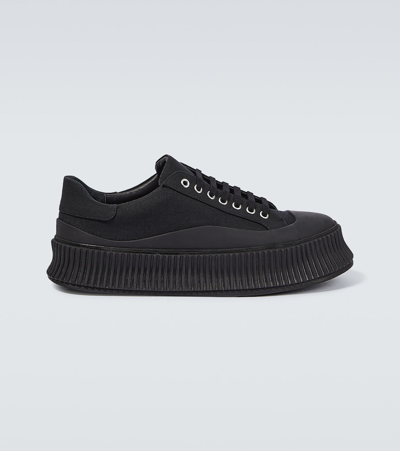 Jil Sander Oversize Sole Canvas Trainers In Black