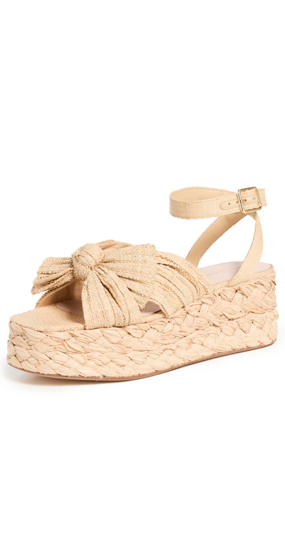 Loeffler Randall Gaby Pleated Bow Bow Braided Espadrilles In Natural