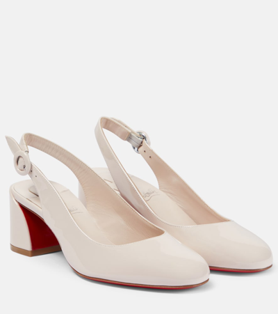 Christian Louboutin So Jane Patent Red Sole Slingback Pumps In Beige