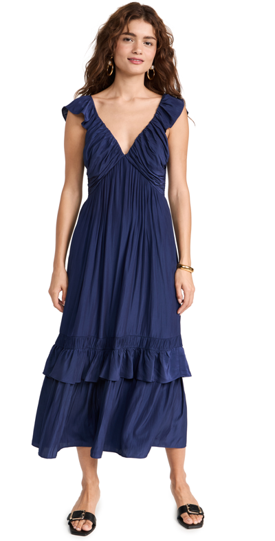 Ramy Brook Nelly Ruched Midi Dress In Marrakech Blue