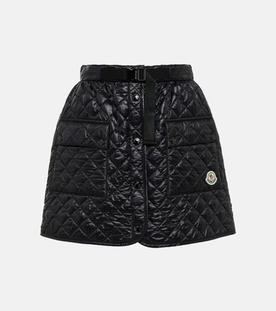 Moncler Quilted Wrap Miniskirt In Black