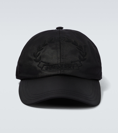 Burberry Embroidered Oak Crest Baseball Cap In Black