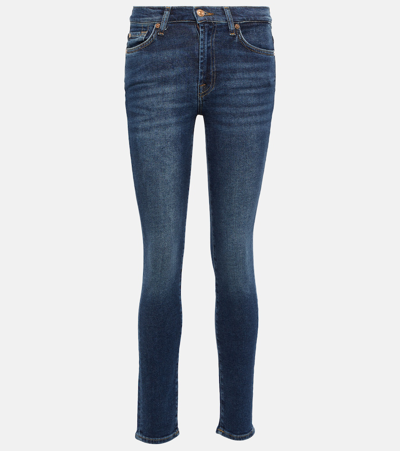 7 For All Mankind Roxanne Mid-rise Slim Jeans In Blue