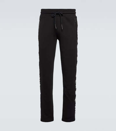 Moncler Logo Cotton Jersey Sweatpants In Black