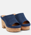 Chloé Mules Compensées Oli Femme Bleu Taille 37 99% Coton, 1% Élasthanne In Blue