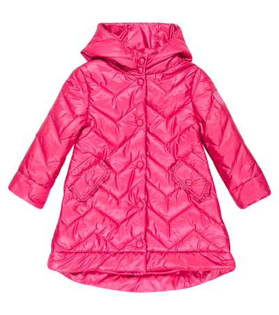 Monnalisa Kids' 锯齿花纹绗缝填充大衣 In Pink