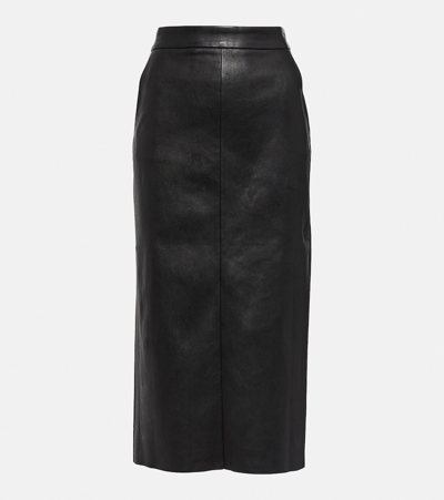 Stouls Taylor Leather Midi Skirt In Black
