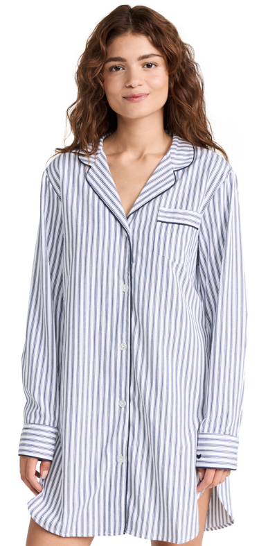 PETITE PLUME NAVY FRENCH TICKING NIGHTSHIRT WHITE NAVY