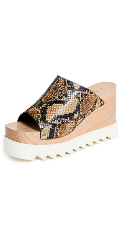 Stella Mccartney Elyse Snake-embossed Platform Slide Sandal In 9720 Desert