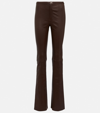 Stouls Kam High-rise Leather Trousers In Brown