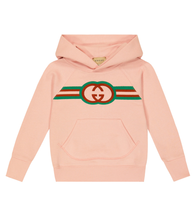 Gucci Kids' Printed Cotton Hoodie In Pink