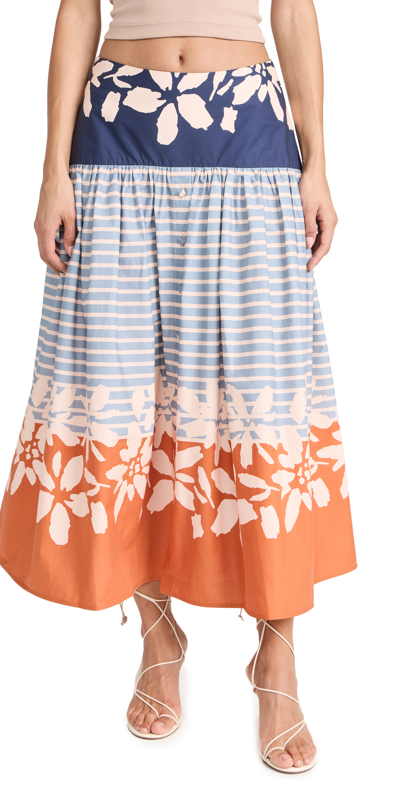 Silvia Tcherassi Apia Cotton Midi Skirt In Stripe
