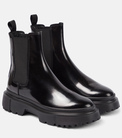 Hogan H629 Pvc Chelsea Boots In Black