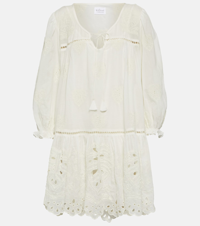 Velvet Renee Embroidered Cotton Minidress In White