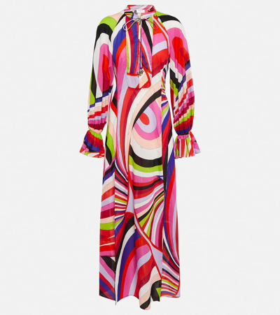 Pucci Printed Cotton Maxi Dress In Multicoloured