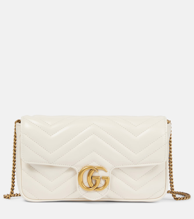 Gucci Gg Marmont Leather Wallet On Chain In 9053 White