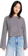 MOTHER THE SKIPER BELL TOP NAVY STRIPE