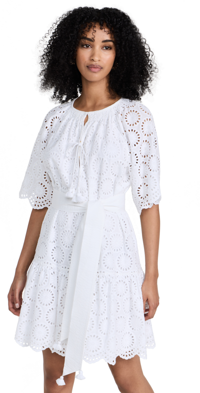 Figue Bria Eyelet Belted Mini Dress In White