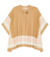 CHLOÉ LOGO COLORBLOCKED COTTON AND WOOL CAPE