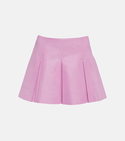 Stouls Surya Pleated Leather Miniskirt In Pink
