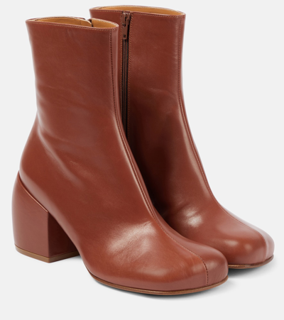 Dries Van Noten Leather Ankle Boots In Brown