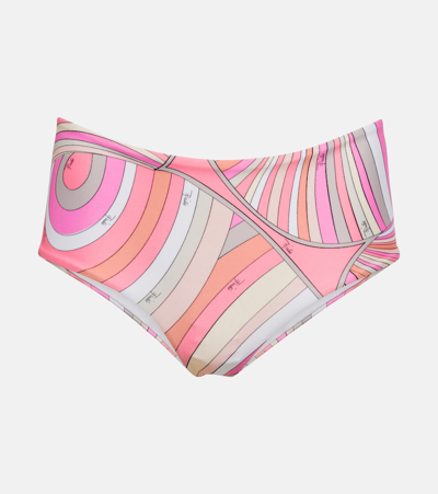 Pucci Printed Mid-rise Bikini Bottoms In Multicoloured