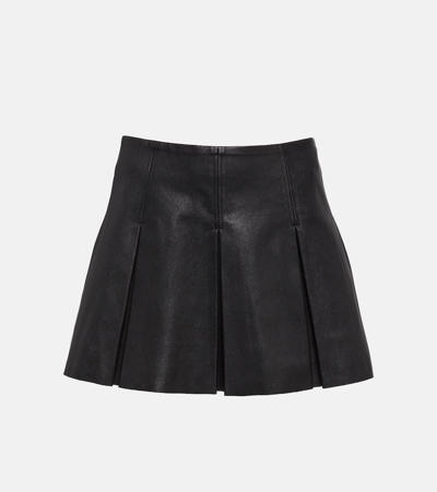 Stouls Surya Pleated Leather Miniskirt In Black