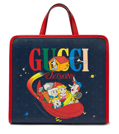Gucci Kids' Top Handle Tote Bag W/ Jetsons Print In Blue