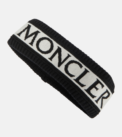 Moncler Logo Intarsia-knit Headband In Black