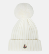 Moncler Logo-patch Ribbed-knit Beanie In White