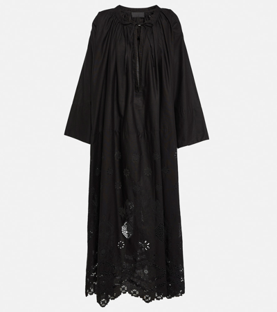 Nili Lotan Nelya Embroidered Cotton Maxi Dress In Black
