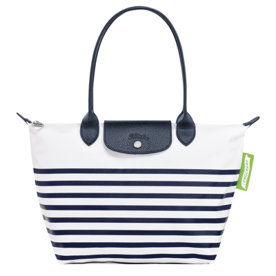 Longchamp Sac Cabas M Le Pliage Collection In Navy/white